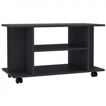 vidaXL Mueble de TV con Ruedas Aglomerado Gris Brillante 80x40x40cm Mobiliario Accesorios Centro Entretenimiento y Multimedia Diseño Moderno Práctico