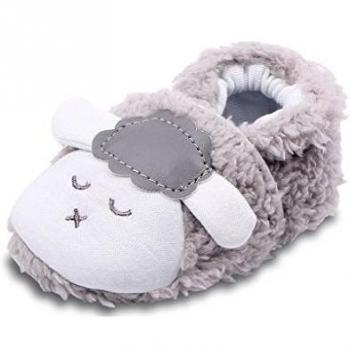 Unisexo Bebé Niñas Niños Primeros Pasos Zapatos Cordero Botines Suave Único Niños Zapatos Gris 11cm