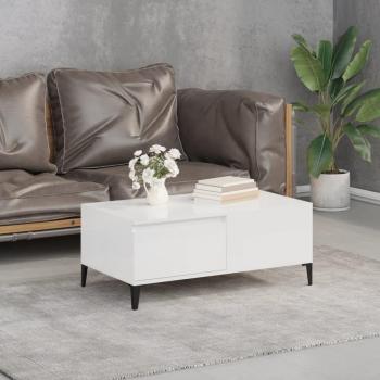 Mesa de centro madera contrachapada blanco brillo 90x50x36,5 cm, mesa de centro sala de estar blanco pulido 90x50x36,5 cm, madera multicapa