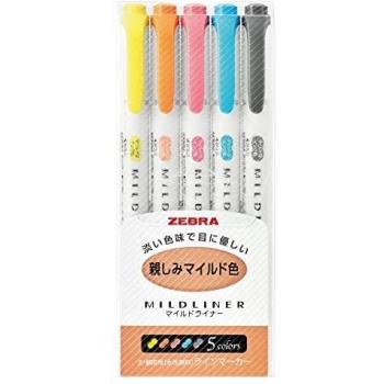 Set de Resaltadores Doble Cara Zebra Mildliner - 5 Colores Pastel Suaves