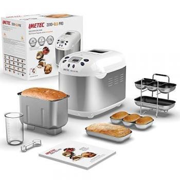 Imetec Panificadora Zero-Glu Pro, 20 programas para pan hacer pan, chapatas y panecillos sin gluten para celíacos, masa para pizza, dulces, mermeladas, temperatura controlada de fermentado, recetario