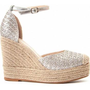 Sandalias de Mujer Montevita Luca Plateado con cuña de esparto