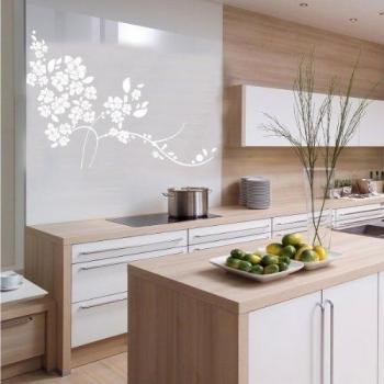 INDIGOS UG Vinilo Decorativo para Pared W657 Muy Hermosa Flor de 120x87 cm, Color Blanco, 80x8x87 cm
