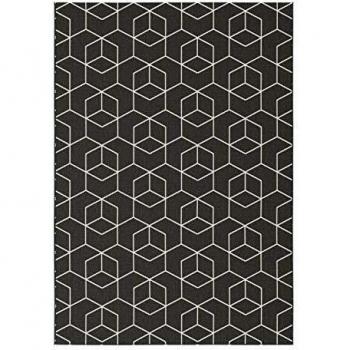 Alfombra Gráfica Negra 3D Cubos - 200 x 290 cm, Interior/Exterior