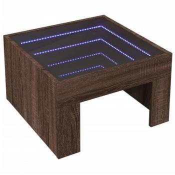 Mesa de centro con Infinity LED marrón roble 50x50x30 cm, mesita de Centro, Mesa Auxiliar, Mesa de salón, mesita, mesita de sofá