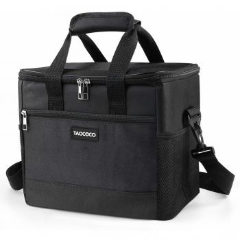 TAOCOCO 35L Bolsa Isotermica de Almuerzo Nevera Portatil para Alimentos Frutas,Porta de Comida con Forro Plástico Aislamiento Térmico,Genial para Playa,Picnic,Camping,Barbacoa - Negro