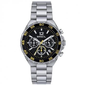Reloj Breil Hombre Highway Cronógrafo Monocromático Negro Cuarzo Pulsera Acero Plateado TW1946