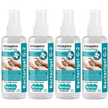 BACTERISAN Bacterigel G-2 60Ml | PACK DE 4 unidades | Spray Desinfectante para Manos Autosecante | Antiséptico para la Piel Sana | Testado Bajo Control Dermatológico y Pediátrico