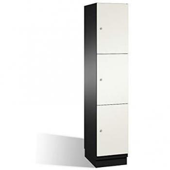 Armario de Compartimentos Bajo Llave C+P Cambio con 3 Fábricas, Puertas de Acero, Color Negro y Blanco