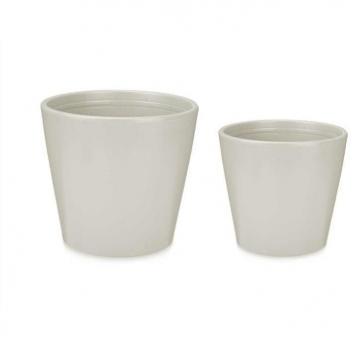 Set de Macetas Ibergarden 2 Piezas Ø 22 Cm Ø 28 Cm Gris Arcilla