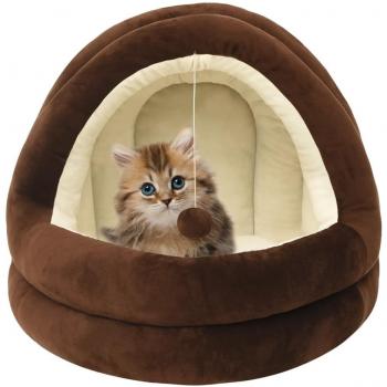 Cama para gatos color marrón y crema 40x40x35 cm