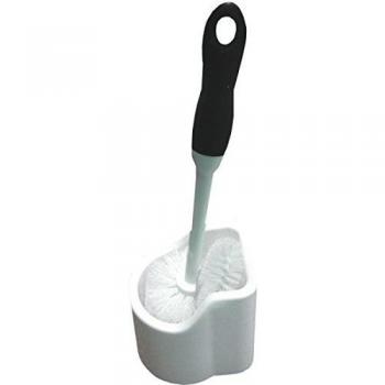 MSV MS574 - Escobilla de baño con soporte, polipropileno, color blanco y negro