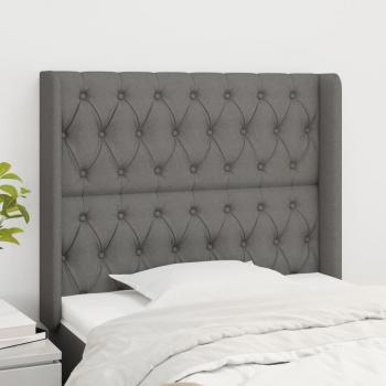 Cabecero de orejas gris oscuro 103x16x118/128 cm en tela
