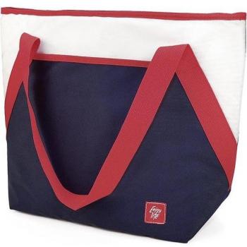 Bolsa Térmica de Hombro Náutica con Capacidad de 18L y Diseño en Azul y Blanco