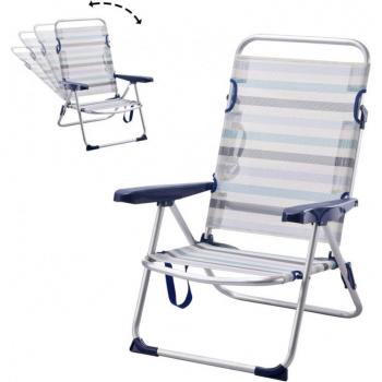 Set de 2 Sillas de Playa Plegable y Reclinable de 5 Posiciones