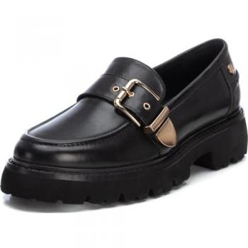 Mocasines de piel para mujer Carmela 161907 en negro con suela gruesa, talla 40 EU