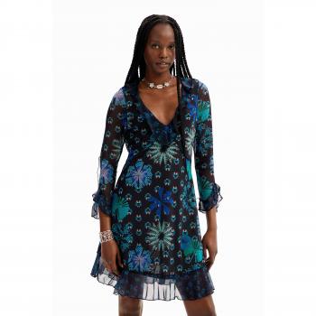 Vestido Desigual corto con volantes azul