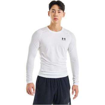 Under Armour HeatGear Compression Long Sleeve T-Shirt for Men - White - Size: Small