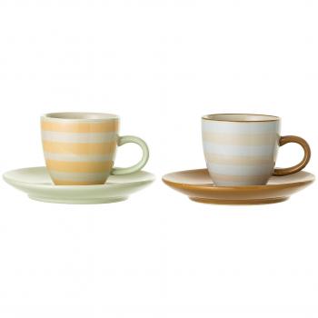 Bloomingville TazaMiami de loza multicolor con platillo