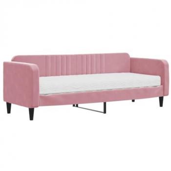 Sofá cama con colchón terciopelo rosa 80x200 cm
