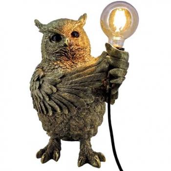 Figura de Búho Marrón con Luz - 38x25x23cm - Decoración Home Decor