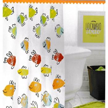 CORTINA DUCHA 140X180CM MOD peces CON TRABILLA LISTA PARA COLGAR, HIDRÓFUGA* IMPERMEABLE* LAVABLE* SIN PLÁSTICO* DISEÑO EXCLUSIVO*PACK CALCETINES MARCA TIENDADELEGGINGS