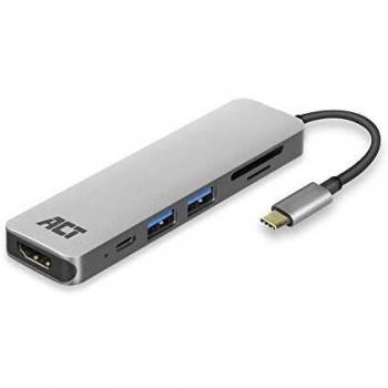 Adaptador multipuerto USB-C a HDMI, 4 K, USB, Lector de Tarjetas y Ranura PD