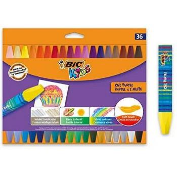 BIC Kids - Blíster de 36 unidades, oil ceras blandas, colores surtidos