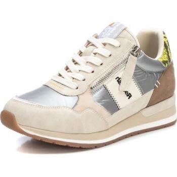 Zapatillas deportivas de mujer Refresh 172329 con cordones y cuña beige, talla 36