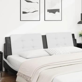 Cojín de cabecera acolchado en cuero sintético blanco y negro de 200 cm