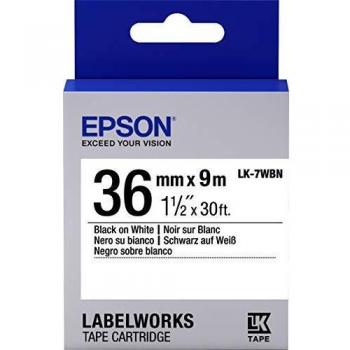 Epson Cinta estándar - LK-7WBN estándar negra/blanca 36/9 - Cintas para impresoras de etiquetas