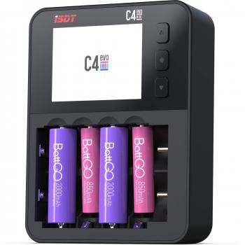 Cargador Inteligente Rápido ISDT C4 EVO para Baterías Lipo, NiMH y 18650 - Compatible con Mini 4WD, Drones y Quadcopter - Actualización de Firmware a 1-6
