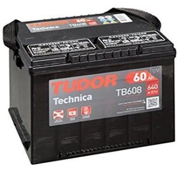Batería para coche Tudor Exide Technica 60Ah, 12V. Dimensiones: 230 x 180 x 186. Borne izquierda.