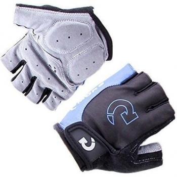 Guantes de ciclo - MOKE guantes del dedo acolchado ventilada de bicicleta del camino guantes de mitad del gel de silicona antideslizante /guantes sin dedos, con correa de velcro-Negro con Azul,XL
