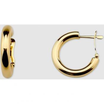 Pendientes de aro de oro amarillo con diseño clásico y elegante
