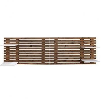 Decowood - Cabecero para Cama de Dormitorio, con Listones y 4 Estantes, Madera de Abeto Envejecido - 244 x 60 cm