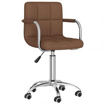 Silla de oficina giratoria de tela marrón, ajustable, confortable, diseño ejecutivo, ideal para estudio y escritorio