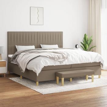 Cama box spring de muelles con colchón Tortera 200x200 cm en tela gris taupe