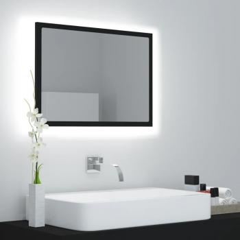 Espejo de Baño con Iluminación LED Aglomerado Negro 60x8.5x37 cm