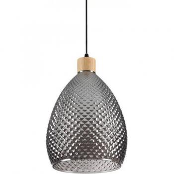 Lámpara colgante Bergen-1 Cristal ahumado 1 bombilla 38cm Ideal Lux BERGEN-1 - Lámpara colgante de techo tipo domo para interior 1 gris claro, E27