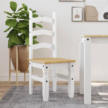 Pack De 2 Sillas De Comedor Corona Madera De Pino Blanco/Natural 107X42x47 Cm