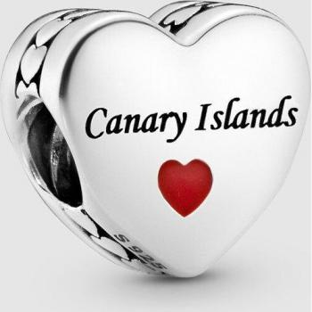 Charm Pandora Corazón Islas Canarias de plata y esmalte, plata de ley, diseño exclusivo, esmalte colorido, ideal para pulseras