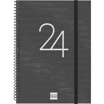 Finocam - Agenda 2024 en Catalán Espiral Year E10 Negro Semana Vista Horizontal Enero-Diciembre (12 meses) 155x212 mm