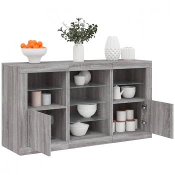 Aparador con luces LED gris Sonoma 123x37x67 cm