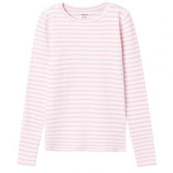 Camiseta de manga larga NKFSURAJA a rayas en rosa y blanco para mujer