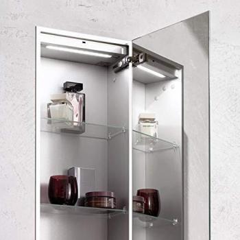 Módulo de Armario Emco Asis 2.0 con Espejo y LED, 1584 mm, Aluminio / Espejo, Versión Empotrada