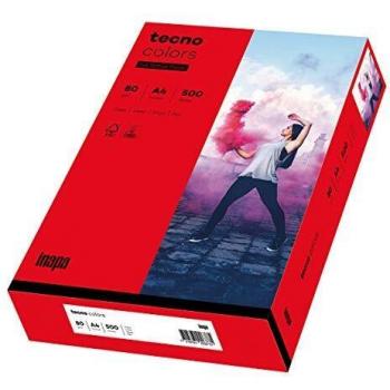 Papel de copia tecno® colores A4, 80 g/m², rojo intenso, paquete de 500 hojas