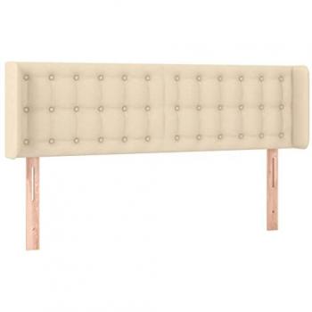 Cabecero Tapizado con Orejas Color Crema 147x16x78/88 cm Tela Decorativa