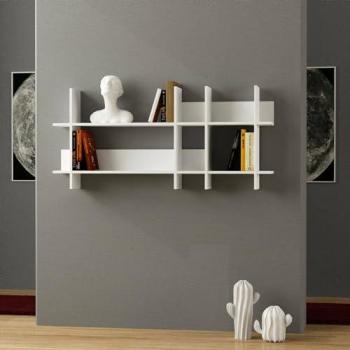 Estantería Galandra Dmora, Estante de Pared Multiusos, 150 x 22 x 70 cm, Blanco, con embalaje reforzado