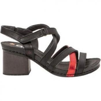 Sandalias de piel para mujer Art 1877 Nappa negro con tacón de 6.5cm, hebilla y diseño casual multicolor